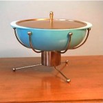 vintage pyrex casserole with warming stand