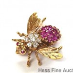 vintage rosenthal 18k ruby diamond pin