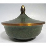 vintage signed carl sorensen verdigris bronze covered bowl