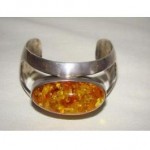 vintage sterling amber cuff bracelet