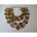 vintage versace leather enamel necklace