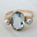 vintage victorian aquamarine and pearl ring