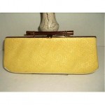 vintage wicker clutch with wood handle