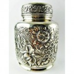 antique 1894 gorham sterling repousee tea caddy