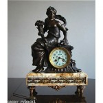 antique 1900s fritz marti marble and spelter clock