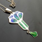 antique 1909 charles horner silver enamel pendant necklace