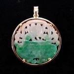 antique chinese 14k jade pendant