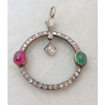 antique diamond ruby emerald pendant