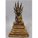 antique early 20th century gilt bronze buddha