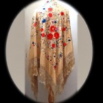 antique embroidered silk piano shawl