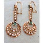 antique emerald and seed pearl drop earrings