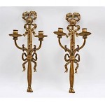 antique french bronze ribbon candle sconces