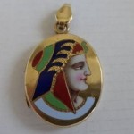 antique french gilt brass enamel pendant locket