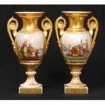 antique pair french procelain vases