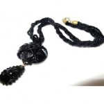 antique victorian carved whitby jet necklace