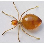 vintage 14k baltic amber spider brooch