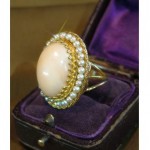 vintage 14k coral pearl cocktail ring