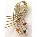 vintage 14k modernist gemstone brooch