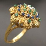 vintage 18k gemstone dome cocktail ring