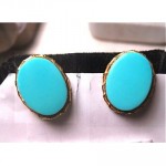 vintage 18k sleeping beauty turquoise button earrings