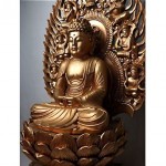 vintage 1900s large japanese wood buddha statue