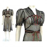 vintage 1930s embroidered sheer organza party dress