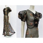 vintage 1930s floral embroidered sheer party dress