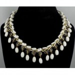 vintage 1940s german milk glass necklace