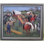 vintage 1947 paul tedeschi american western oil painting