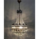 vintage 1950s brass and crytal chandelier