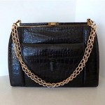 vintage 1950s lucille de paris alligator handbag black