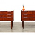 vintage 1950s pair teak nightstands