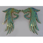 vintage 1950s pepe mendoza brass malachite door pulls