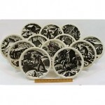 vintage 1952 clare leighton woodcut wedgewood porcelain plates