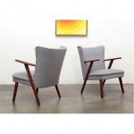 vintage 1960s pair teak lounge chairs