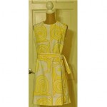 vintage 1960s vested gentress hand screen printed dress