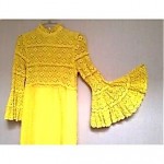 vintage 1970s maxi gown with bell sleeves