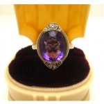 vintage art deco amethyst and diamond ring