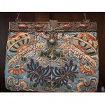 vintage chinese gold thread embroidered jeweled purse