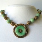 vintage chinese sterling filigree jadeite necklace