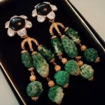 vintage chrisian dior jade onyx crystal earrings