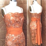 vintage cocktail dress with silk back train