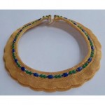 vintage denicola jeweled ruffle collar necklace