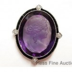 vintage edwardian carved amethyst diamond platinum brooch