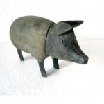 vintage folk art iron pig door stop