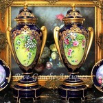 vintage mid-century limoges france hand painted urn vases