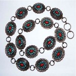 vintage navajo calvin martinez sterling turquoise coral belt