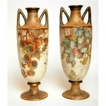 vintage pair 1890s royal doulton hand painted vases