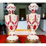 vintage pair bohemian overlay lamps