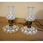 vintage pair french coin dot table lamps